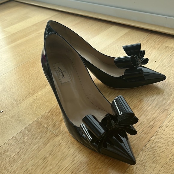 VALENTINO PATENT PUMPS - KITTY HEELS WITH BOW - 40 - Picture 15 of 16
